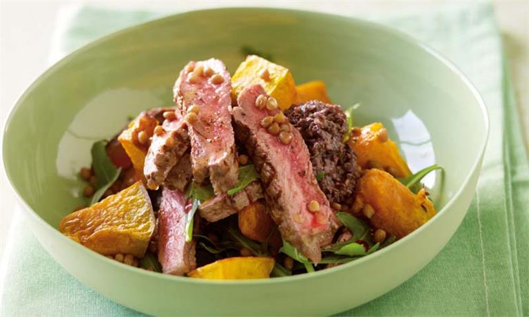 Pumpkin, lentil, rocket and beef salad | CSIRO Total Wellbeing Diet