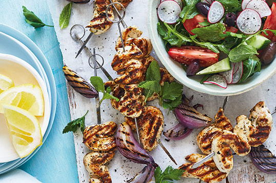 Greek chicken kebabs image