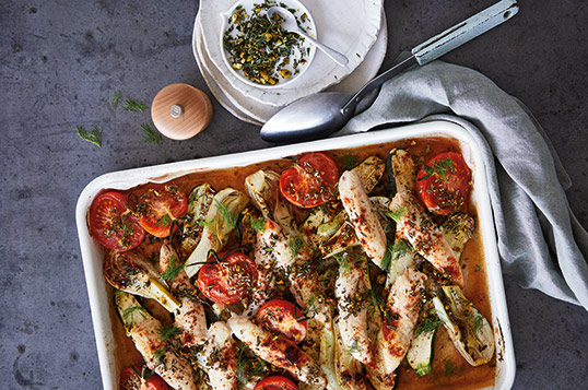 High Protein Pistachio & Herb-Topped Tenderloins