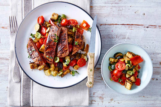 Seared minute steak with caponata | CSIRO Total Wellbeing Diet