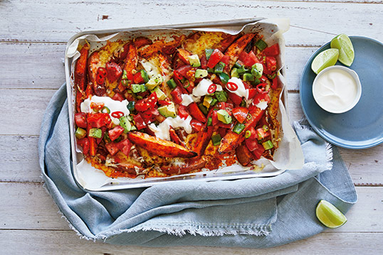 Healthier Loaded Sweet Potato Wedges